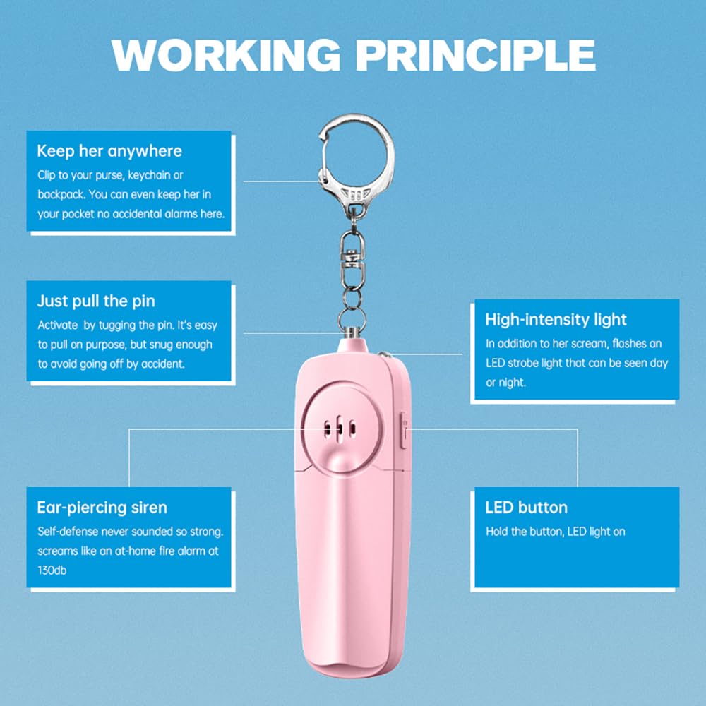 Safesound persönlicher Alarm-Sirenlied, 130 dB, Selbstverteidigungsalarm, Schlüsselanhänger, Notfall-LED-Taschenlampe mit wiederaufladbarem USB – Sicherheits-Personenschutzgeräte für Frauen, Mädchen,