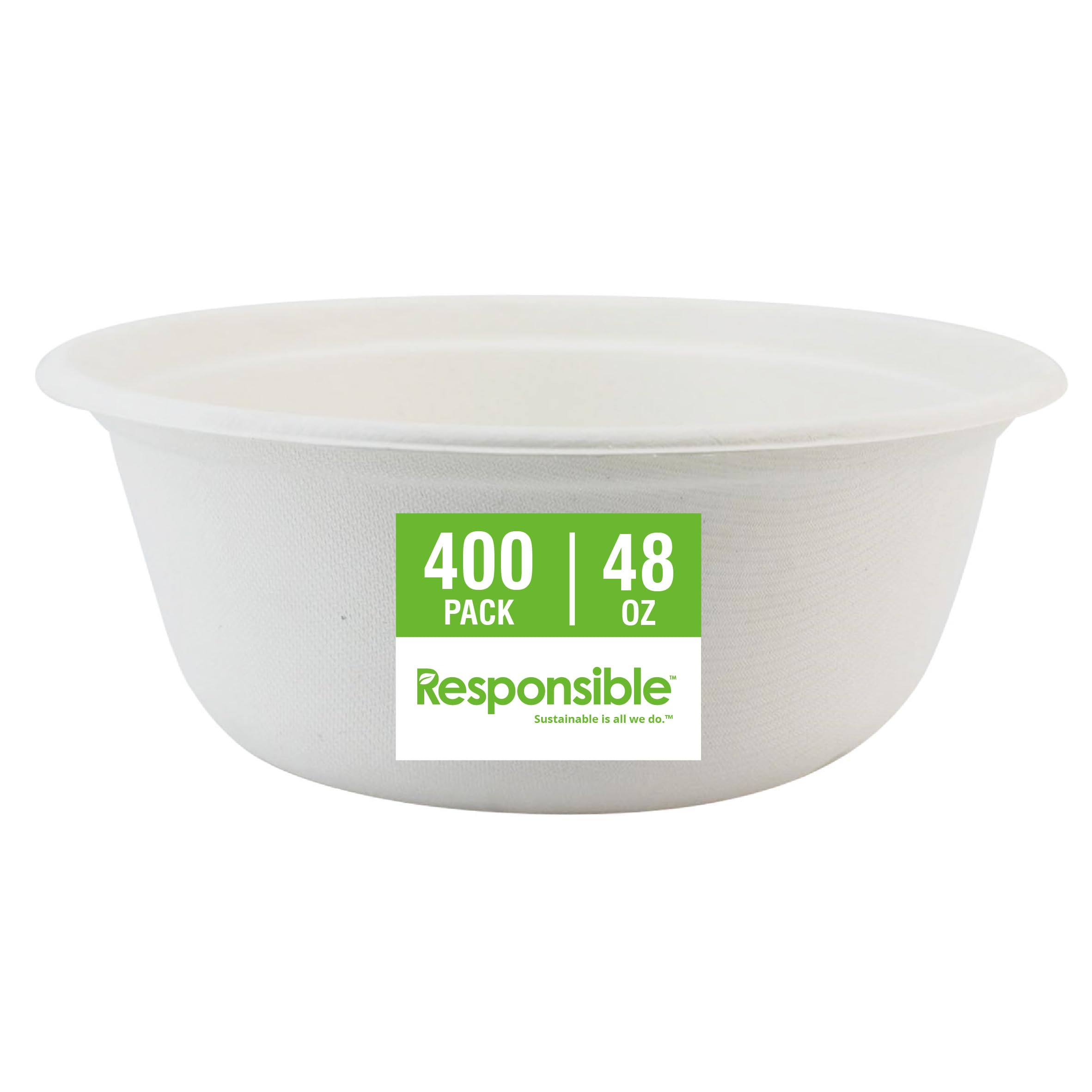 Responsible Products 48 oz (400 Count) / Classic White / Casual Bowls