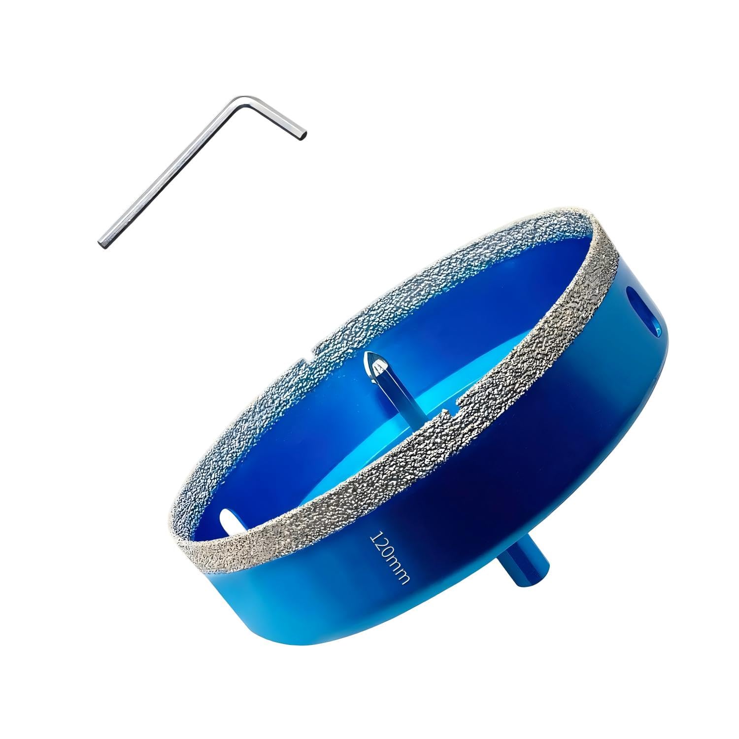 120MM Diamond Hole Saw with Pilot Center Drill Bit,Glass Hole Saw Core Drill Bit with Diamond Surface Coating,Vacuum Brazed Diamond Core Hole Cutter for Tile,Porcelain,Glass