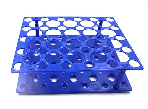 Miniatura 5 de Driak Soporte de tubo de ensayo de laboratorio desmontable de plástico azul de 50 pocillos Soporte centrífugo para colocar tubos de centrífuga de