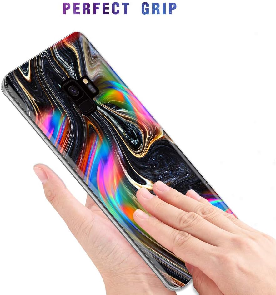 Caka Galaxy S9 Case, Galaxy S9 Marble Case Slim Anti Scratch Shockproof Luxury Fashion Silicone Soft Rubber TPU Protective Case for Samsung Galaxy S9 (Black Gold)