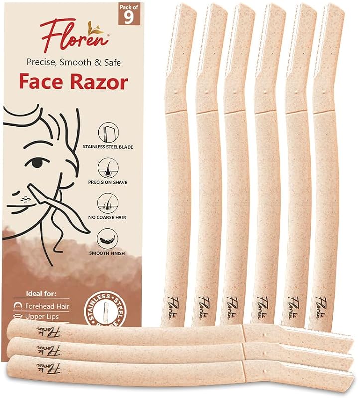 Aparelho de barbear facial descartável Floren com capa de precisão, Pacote com 9