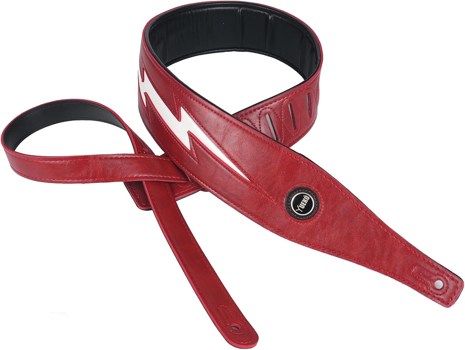 Cool Lightning Pattern/Flame Guitar Strap Strap for Electric Guitar/Bass (Red white lighting)