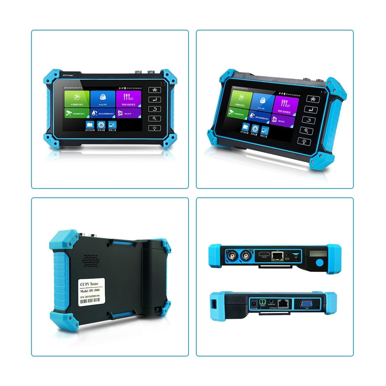 CCTV Tester, IPC-5200C Plus CCTV IPC Tester 8MP AHD CVI TVI SDI Kamera 12MP IP Mit Touchscreen Display VGA Eingang(5200C Plus)