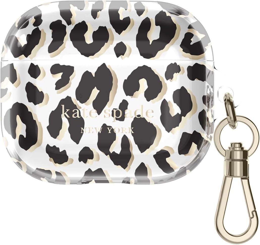 Kate Spade New York Protective AirPods (3rd Generation) Case - City Leopard Black/Gold Foil/Clear