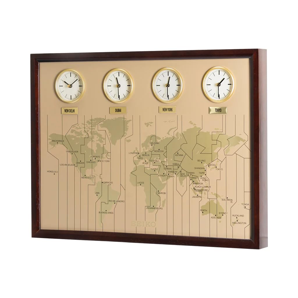 Amazon.co.jp: セイコー 壁掛け時計 木製 ブラウン 44.3 x 60 x 5.5 cm