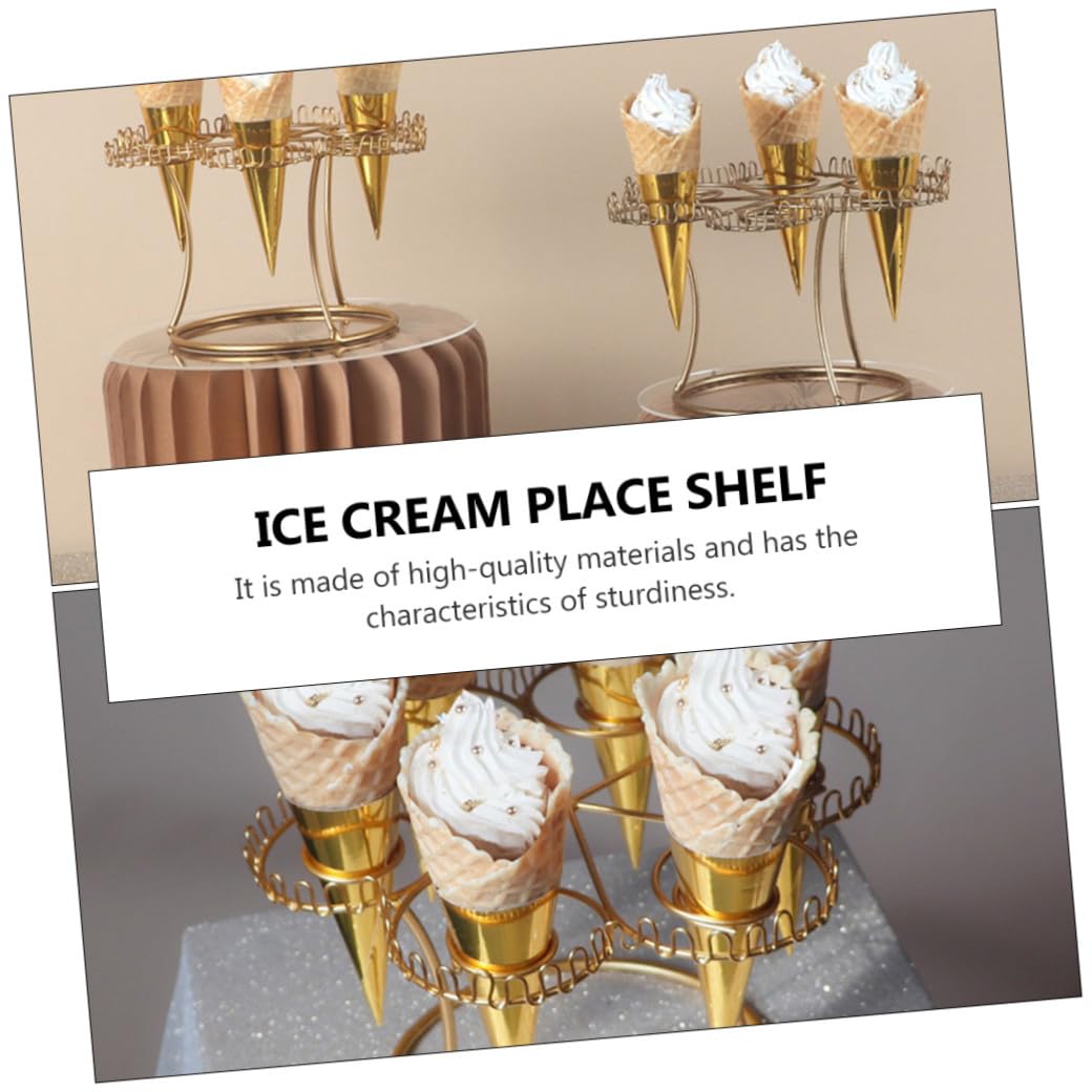 ibasenice Estantería para Conos de Helado Estructura Metálica Resistente, Soporte para Helados y Cucuruchos en Heladerías y Fiestas