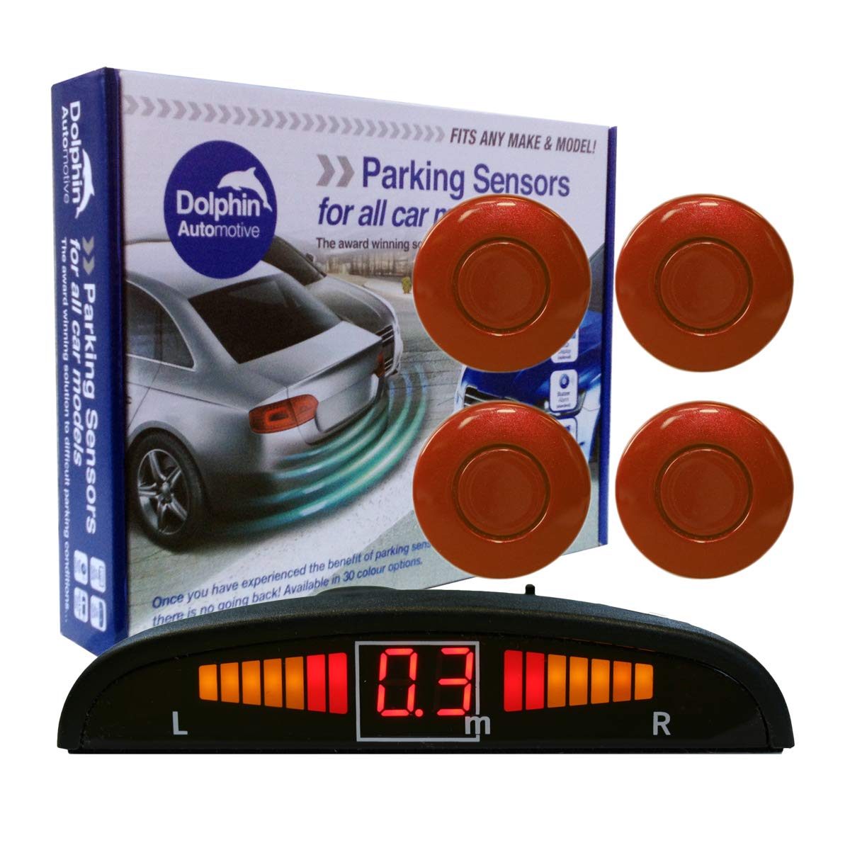 Dolphin Automotive DPS450 Reverse Parking Sensors In 32 Colours 4 Ultrasonic Radar Sensors Kit Audio & Display Alert System - Matt Black — view 22