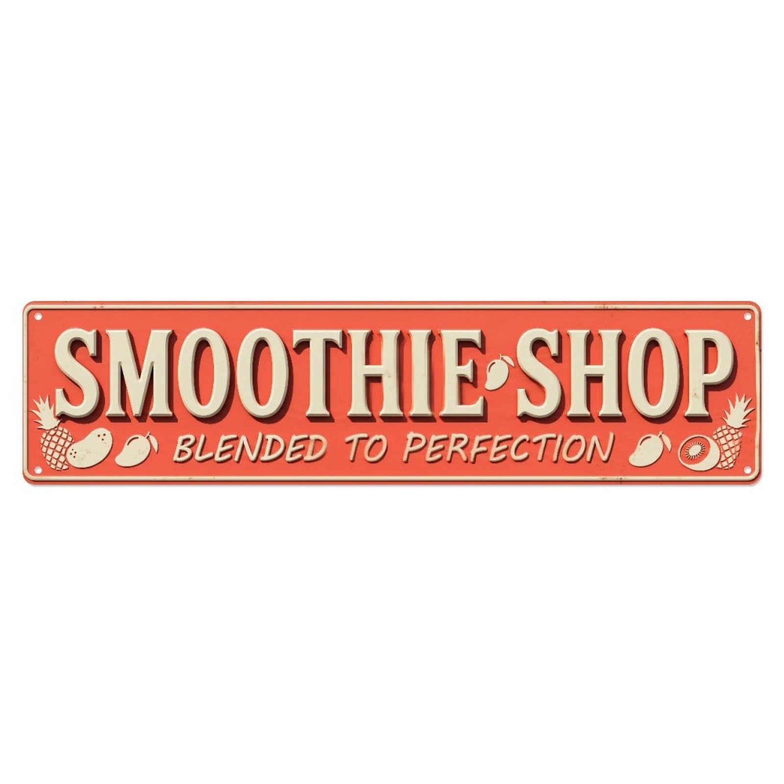 SMOOTHIE SHOP Blended Beverages 1 Metal Tin Skinny Sign Plaque Wall Decor for Cafe, Club Bar, Office, Home Garden Metal Poster 4x16Inch