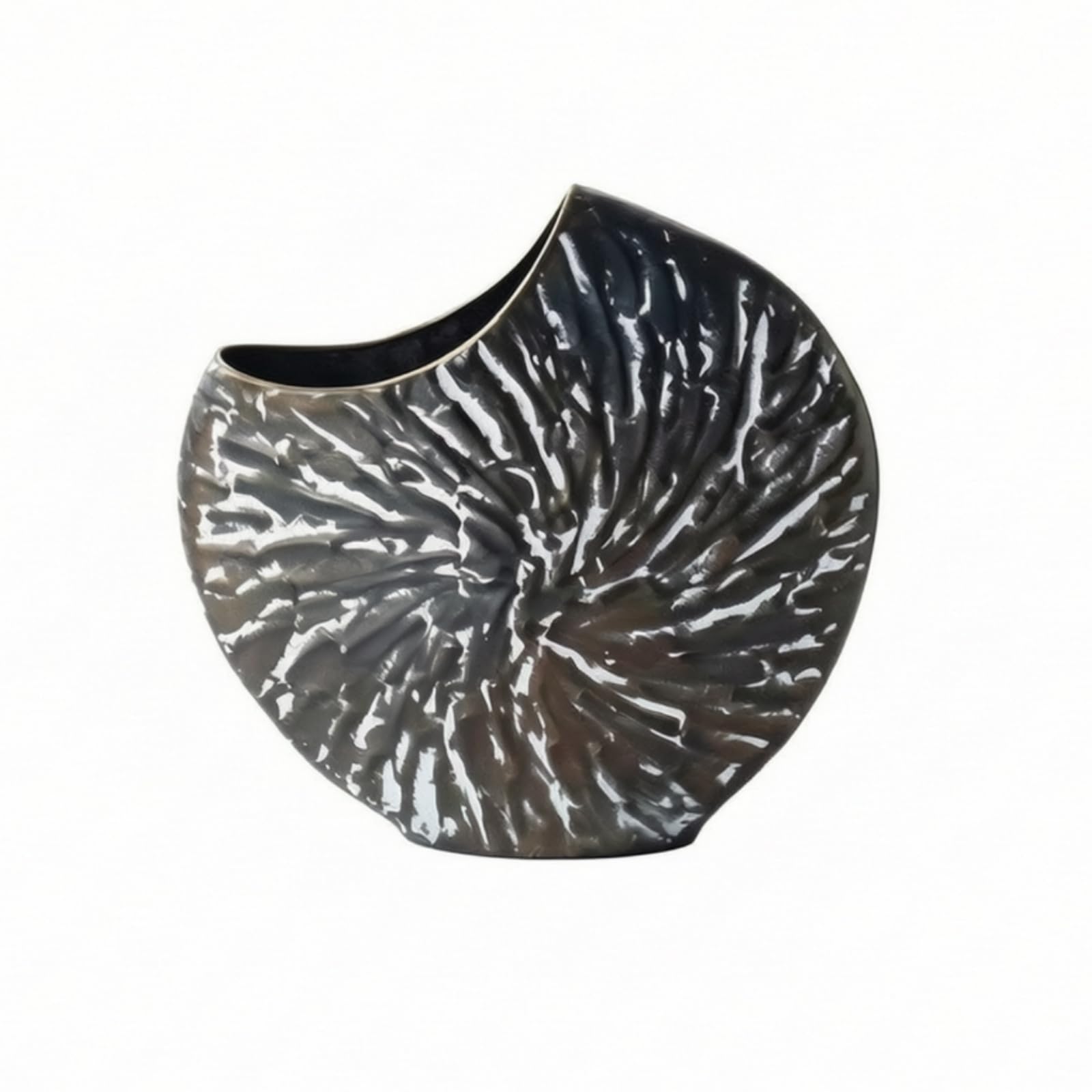 Jarrón Hierro Decorativo con Relieve, 39cm X 12cm X 36.5cm | Metálico, Moderno Rústico, Jarrón Irregular Hierro, para Estantería, Hogar