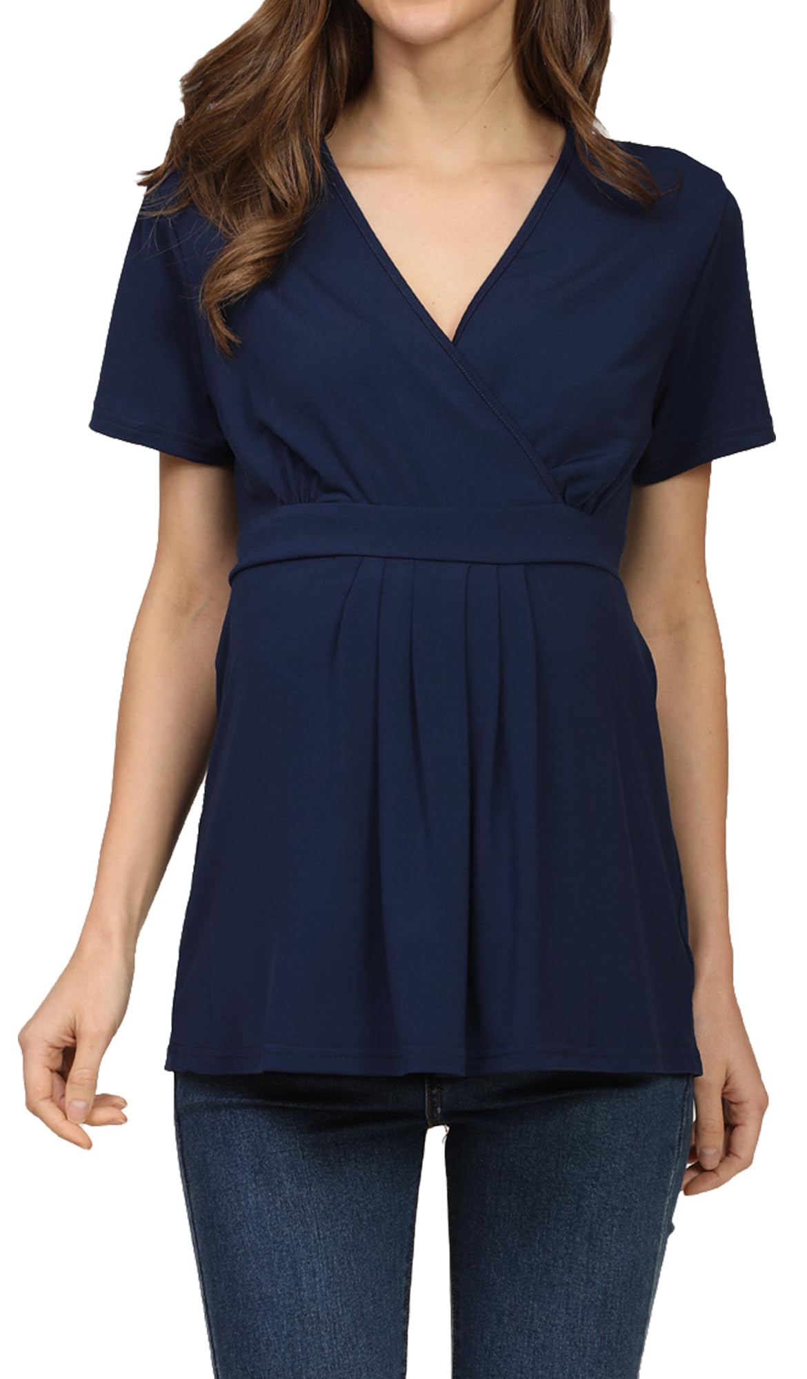 KEOYA Women's Maternity Nursing Tops Short Sleeve Shirt for Breastfeeding V-Neck Solid Tee Shirt