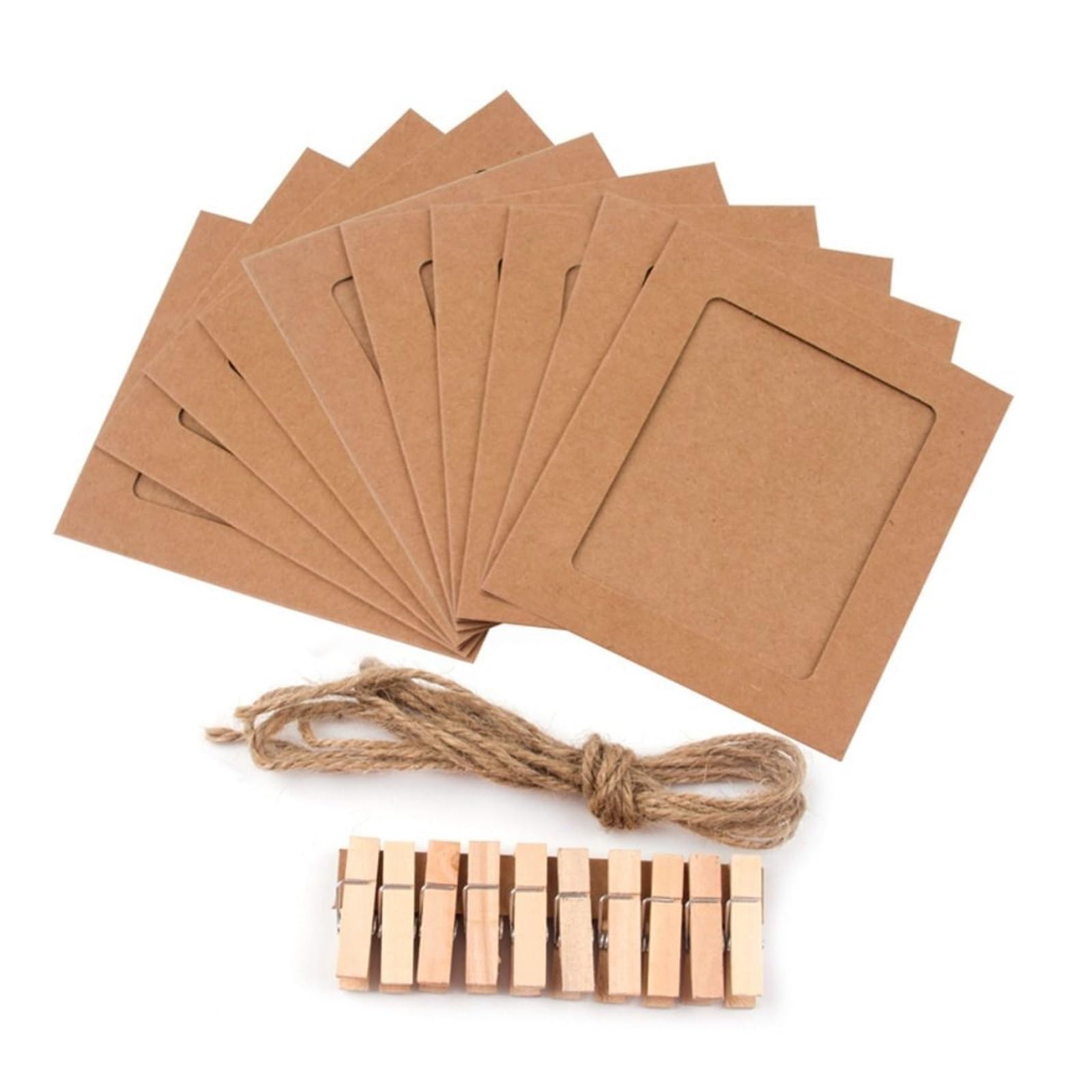Cardboard Photo Frame DIY Craft Paper Picture Frames Home Decoration Combination Frame with Clips Photos Album