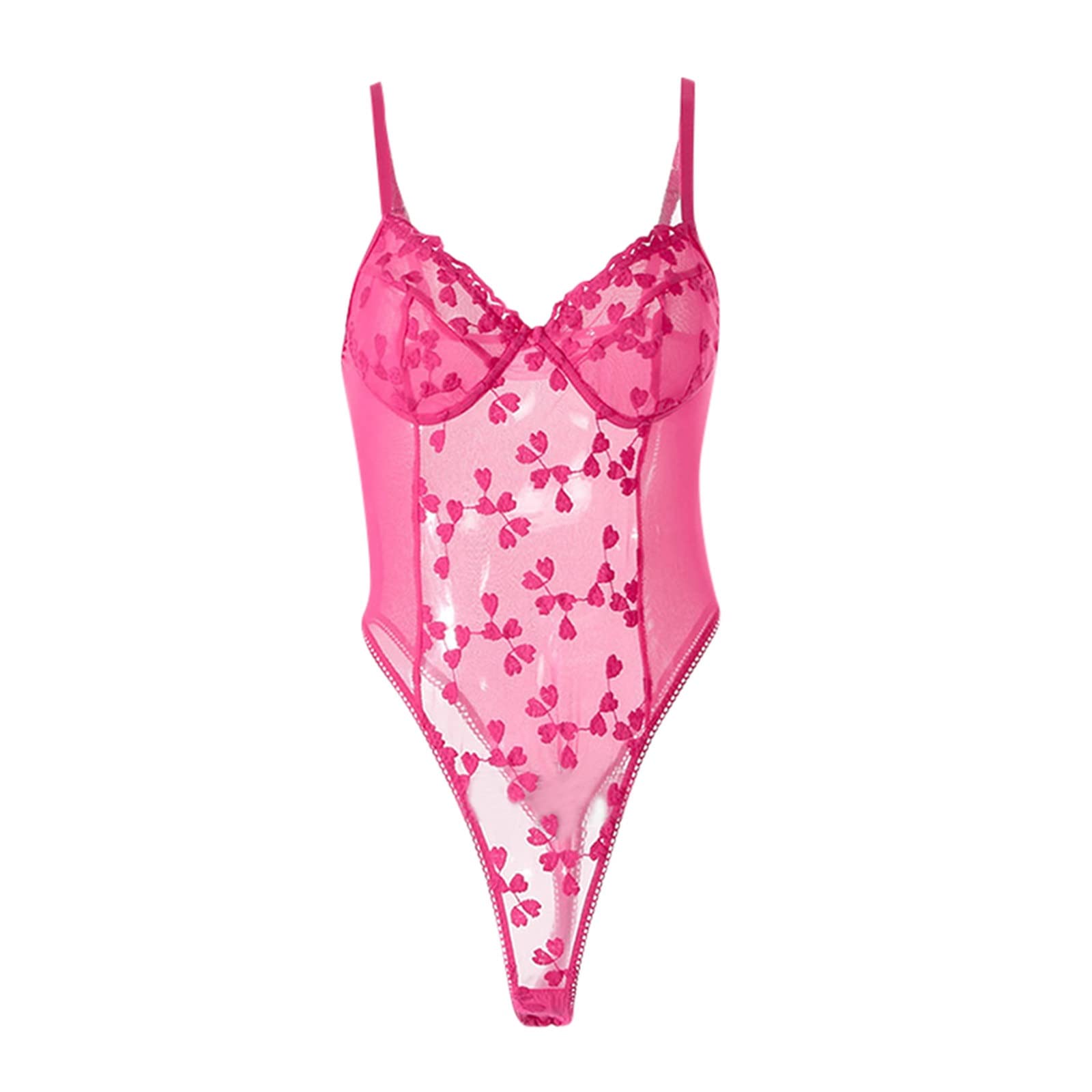 Top con Ricamo Floreale Trasparente Body da Donna Perizoma Lingerie Mesh Body Top (Color : A, Size : M Code)