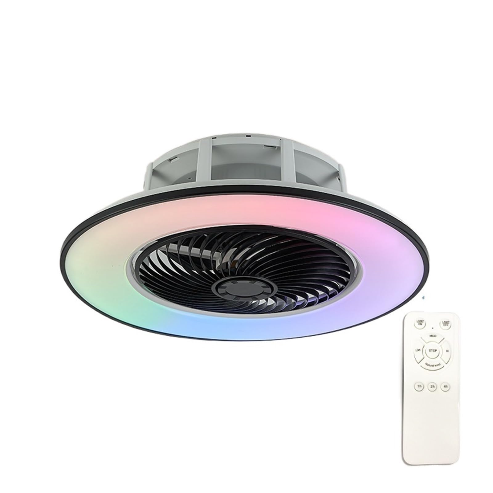 ERETYRET Modern Ceiling Mounted Fan Light Smart Bedroom Restaurant Invisible Simple LED with RGB Dimming Quiet Cooling(A-Bluetooth RGB)