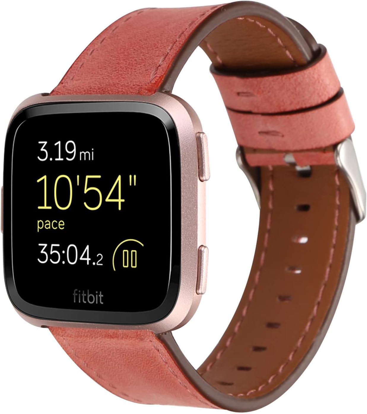 Watch Strap Compatible with Fitbit Versa/Versa 2/Versa Lite,Women Girl Leather Soft Sport Watch Band Adjustable 5.5-8.0 inch Breathable Replacement Bracelet - Yellow