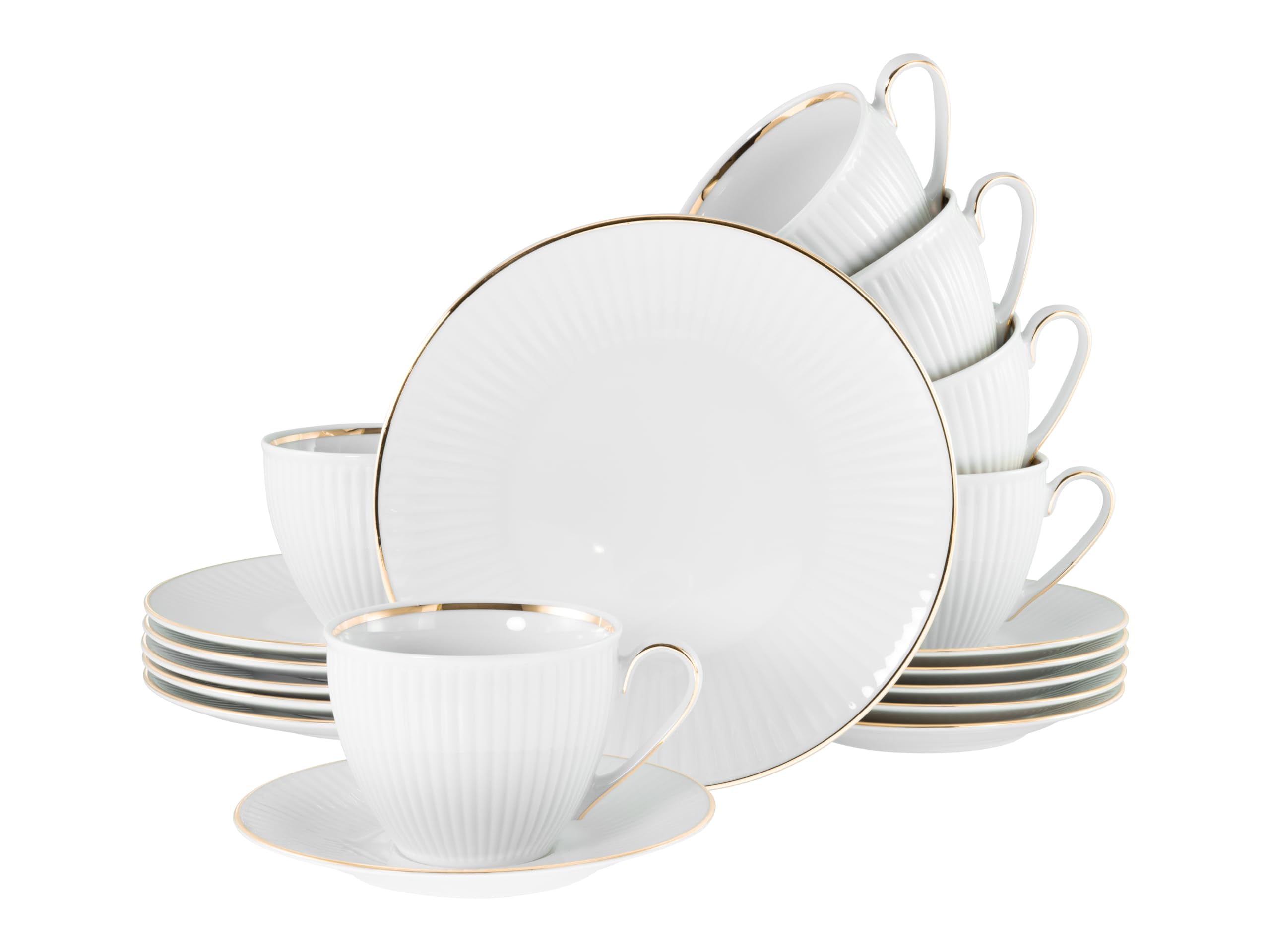 CreaTable 22845 zestaw naczyń, porcelana, biały/złoty