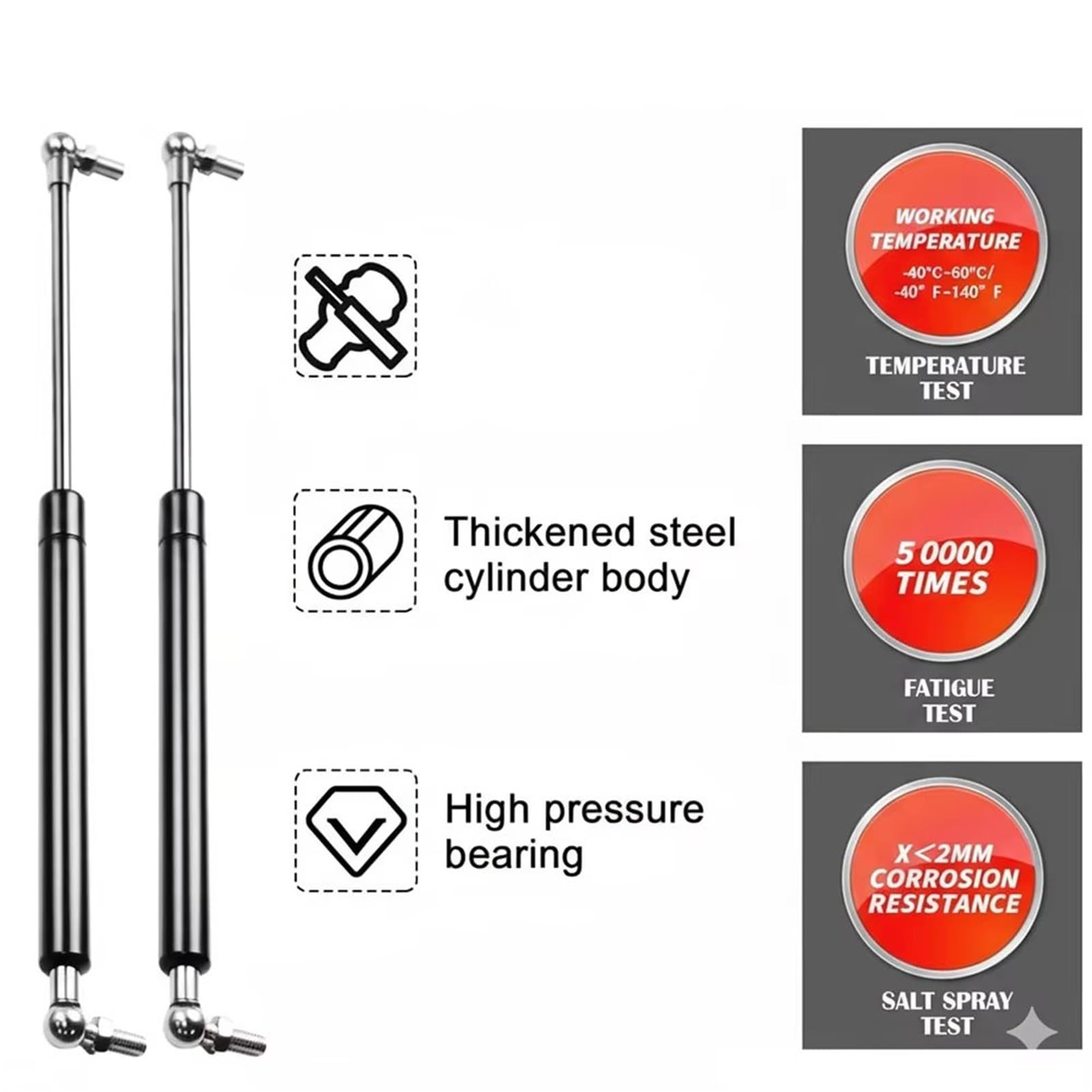 Verin Hayon 300N 300 350 400 450 500 550 600mm Barres Jambe Force À Gaz Support Ressort Entretoises Voiture Caravanes Portes Hayon Bateau Bus Verin Arriere(500mm-19.7in)