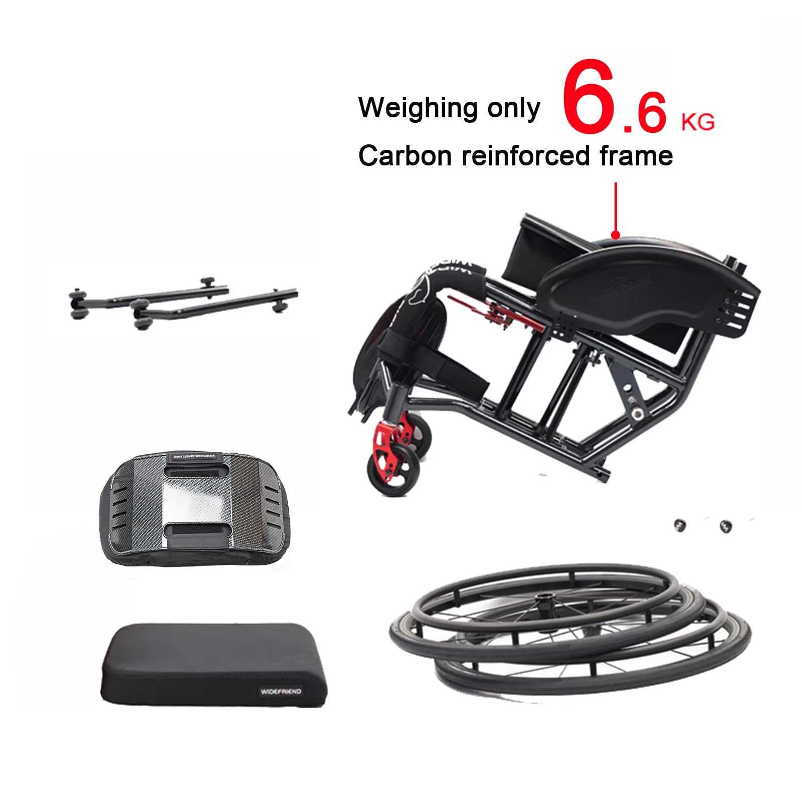 Silla de ruedas manual ligera todo terreno, portátil, plegable, autopropulsada, deportiva, para adultos, ruedas grandes para usuarios discapacitados