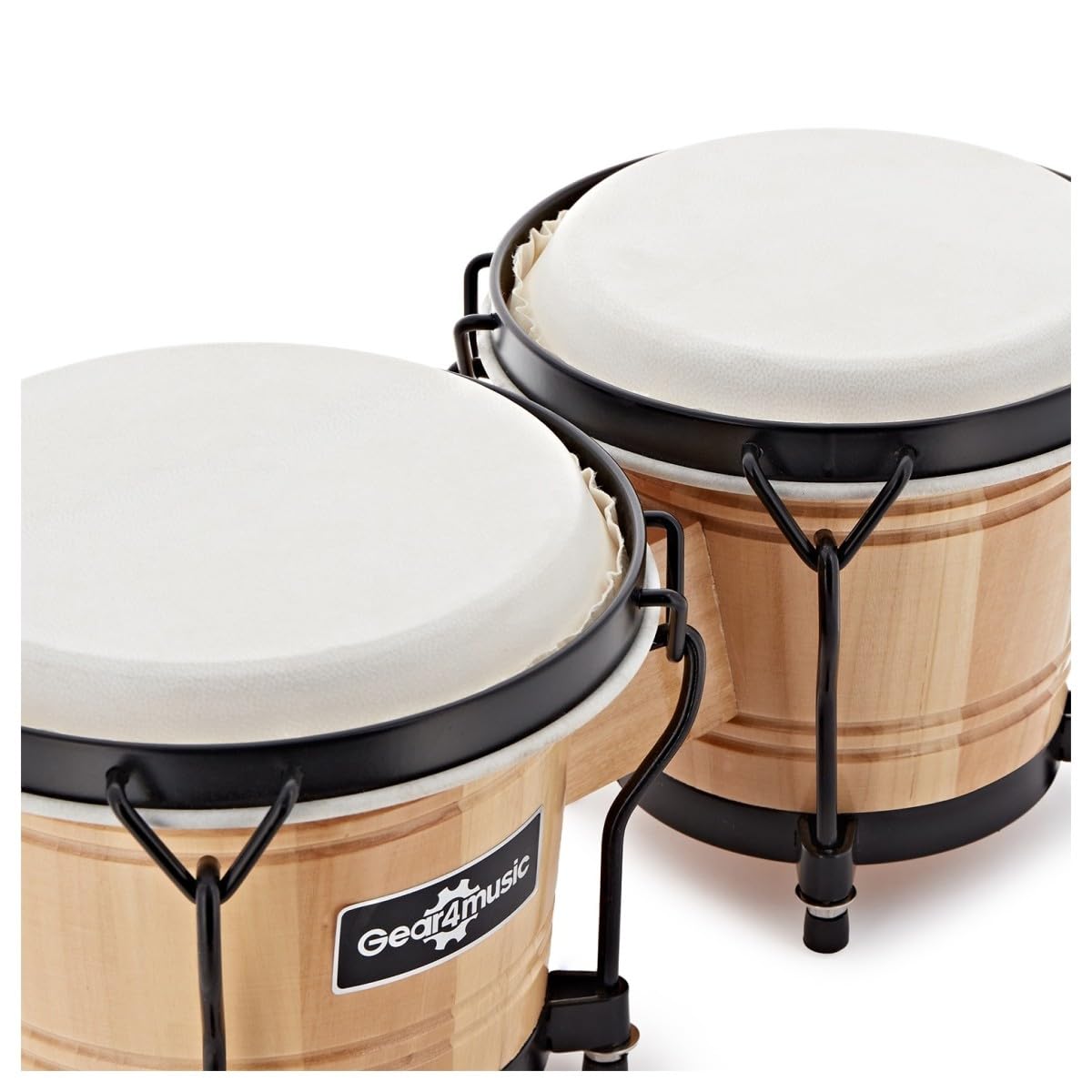 Bongo-Set 6" + 7" von Gear4music | Robuste Lindenholzkonstruktion, Schwarz-Chrom-Hardware-Finish, Ideal für Kinder und Klassenzimmer, Naturfelle