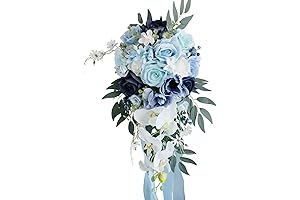 Dusty Blue Cascading Bridal Bouquet: An Enchanting Floral Symphony
