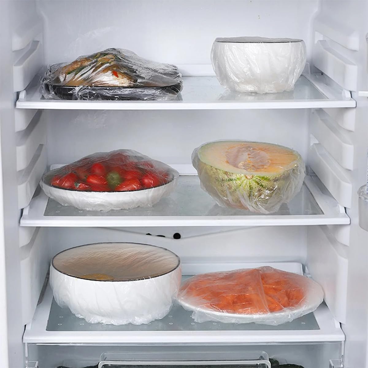 500 Pezzi di Pellicola Protettiva Elastica Riutilizzabile per Alimenti, monouso per Cucina e Picnic all'aperto, Bianca