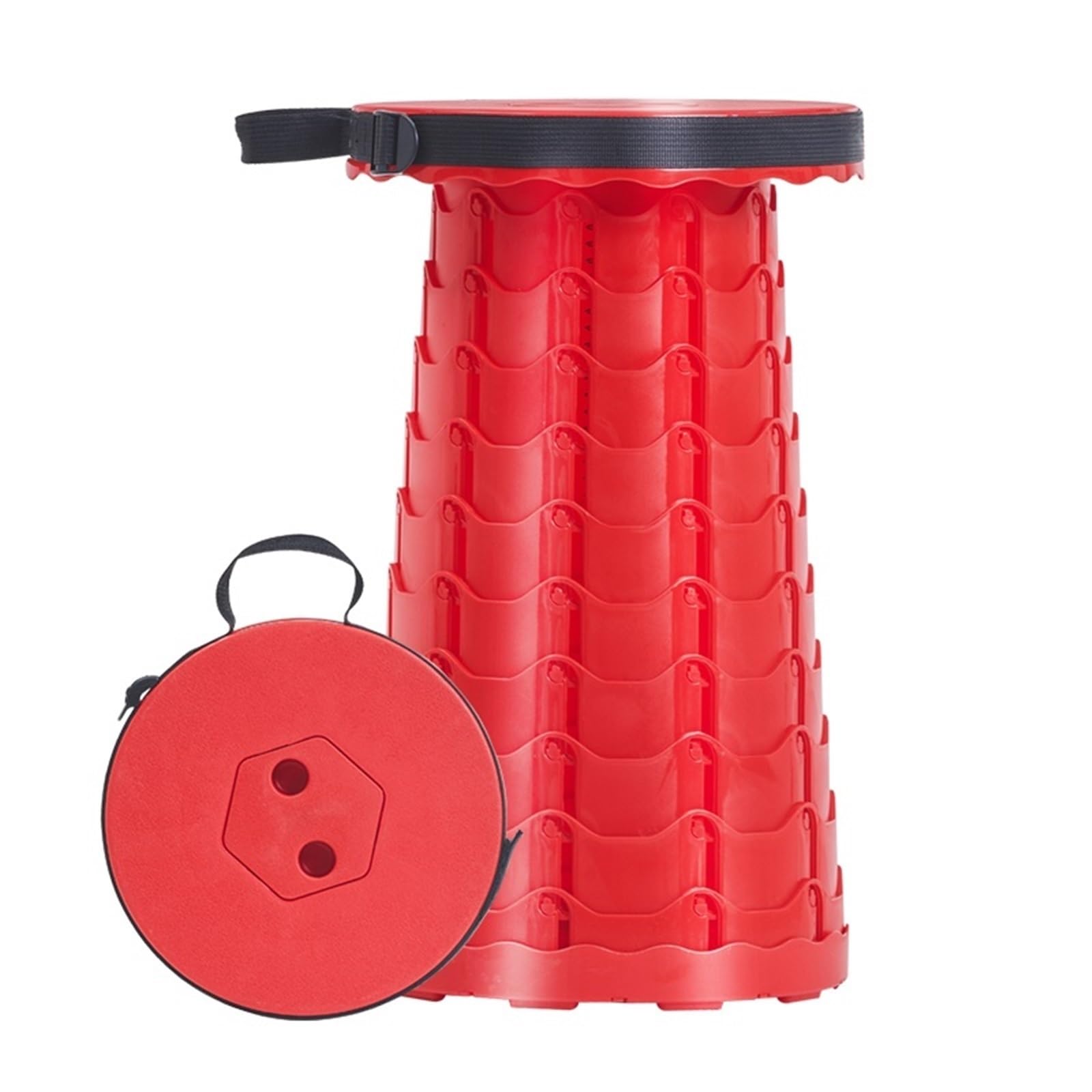Höhenverstellbarer Klapphocker, kompakter Klappstuhl, tragbarer einziehbarer Campinghocker, leicht, for Outdoor-Angeln, Wandern, Gartenarbeit (Color : Red)