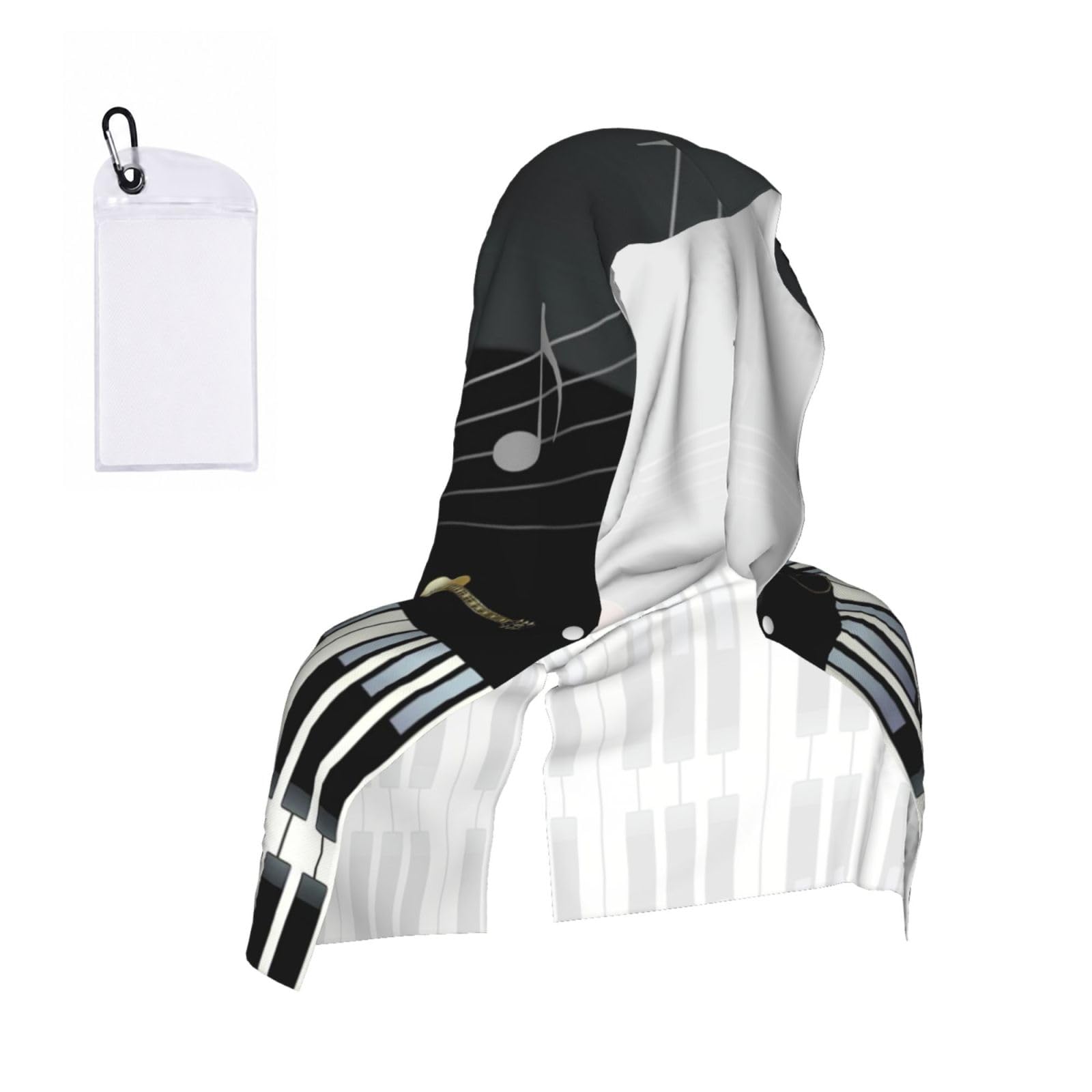 ESNAIUVCD Guitar Piano Pattern Print Multifunctional Cooling Hoodie Bandana Portable Sweat Absorbing Design For Beach Workouts Exercise Heat Relief Accessories