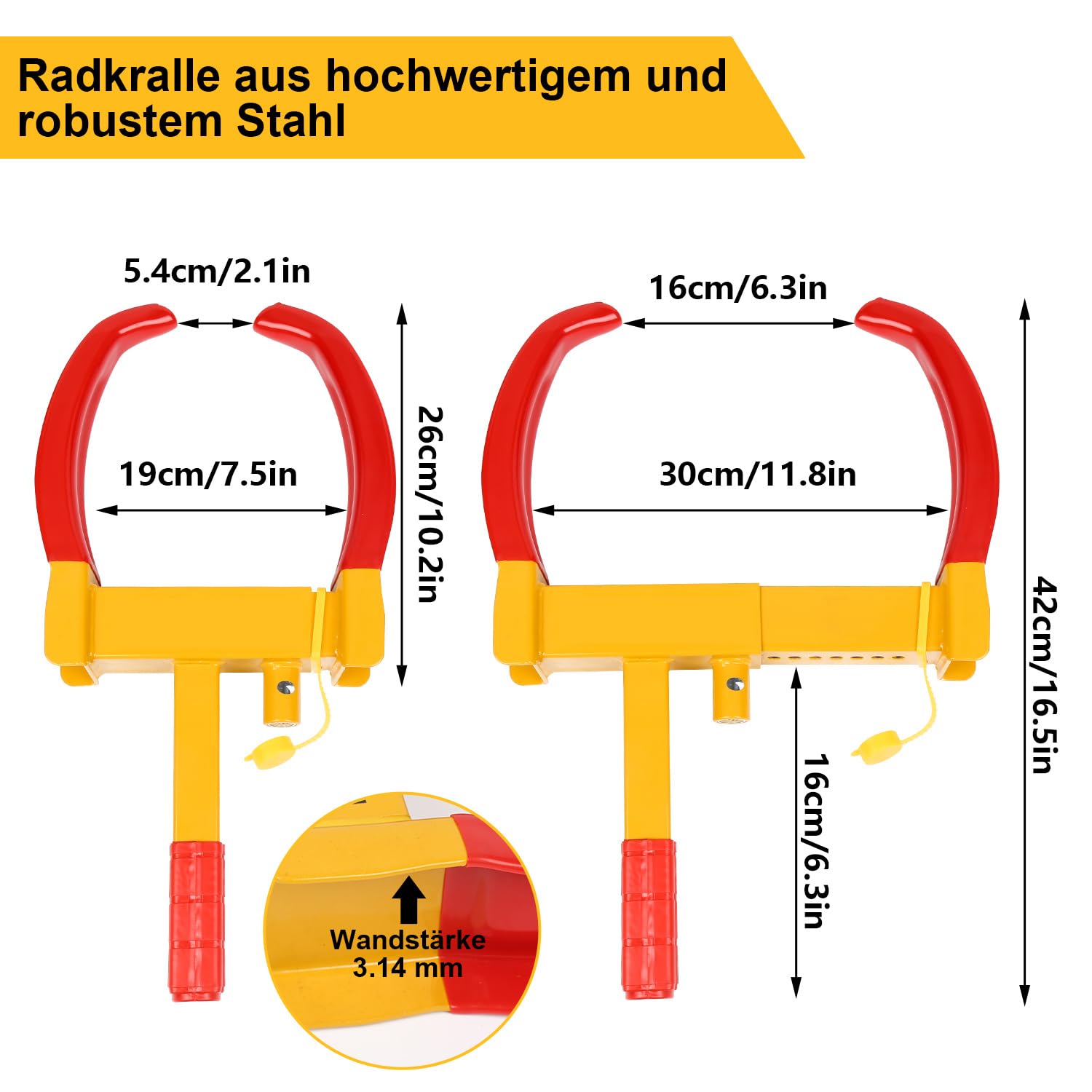 Lot de 2 sabots de roue antivol universels réglables pour voitures, caravanes, remorques, protection en PVC, antivol anti-perçage