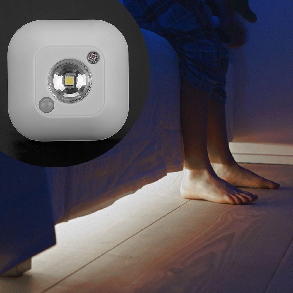 Segutage LED Wireless Infrared Motion Sensor Night Light, Mini Battery Power Super Long Standby Time Wardrobe Cabinet Lamp, Motion Dual Sensor Mode Light Indoor and Outdoor (White)