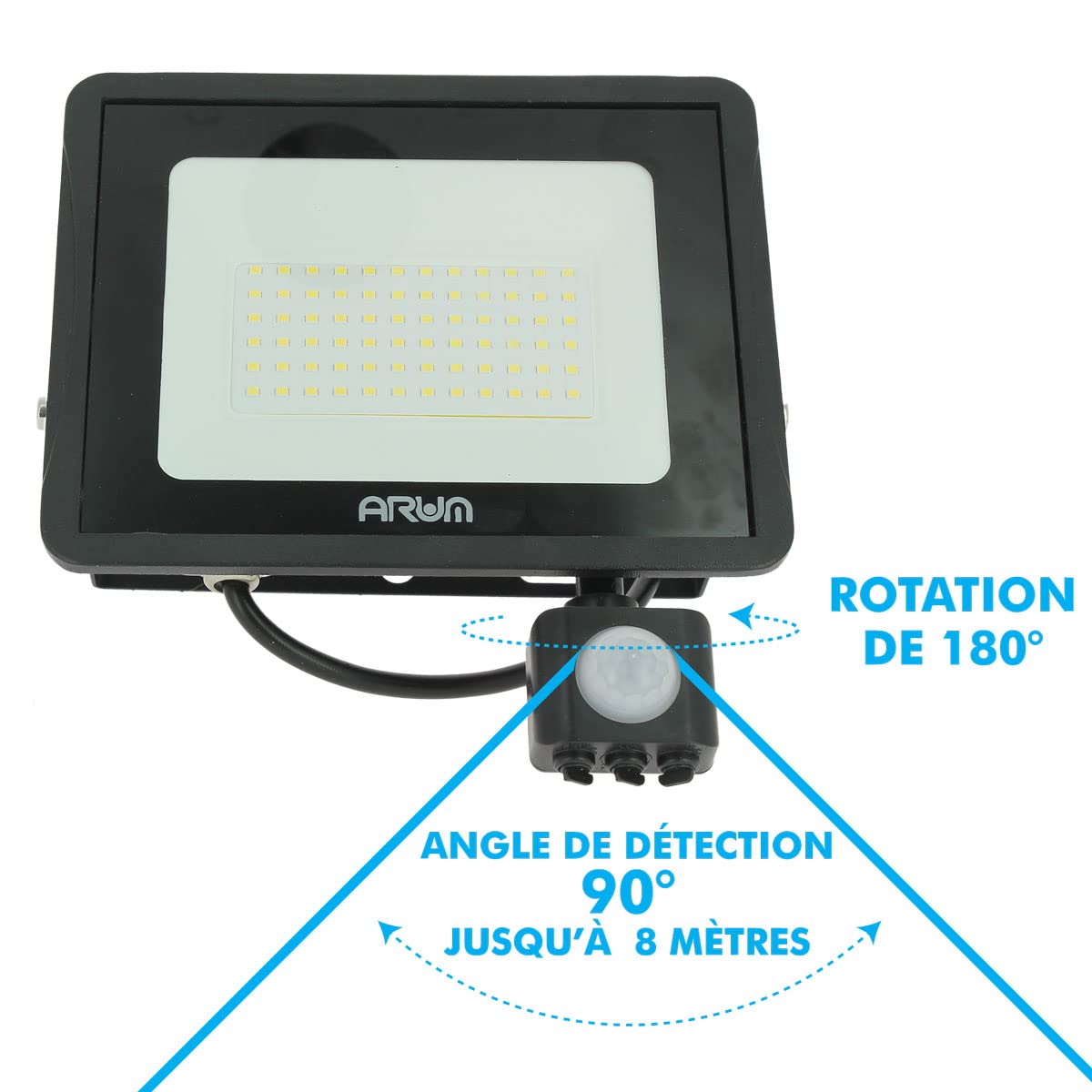 Lot 4 Projecteurs LED Arum ATRIA 20W Détecteur Mouvement 4000K IP66 - Extérieur Jardin Terrasse