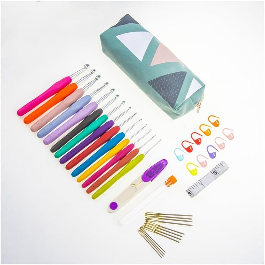 JSEIAJB Crochet Set DIY Knitting Tools 14 TPR Soft Handle Crochet Sweater Needle Accessories Tool Set