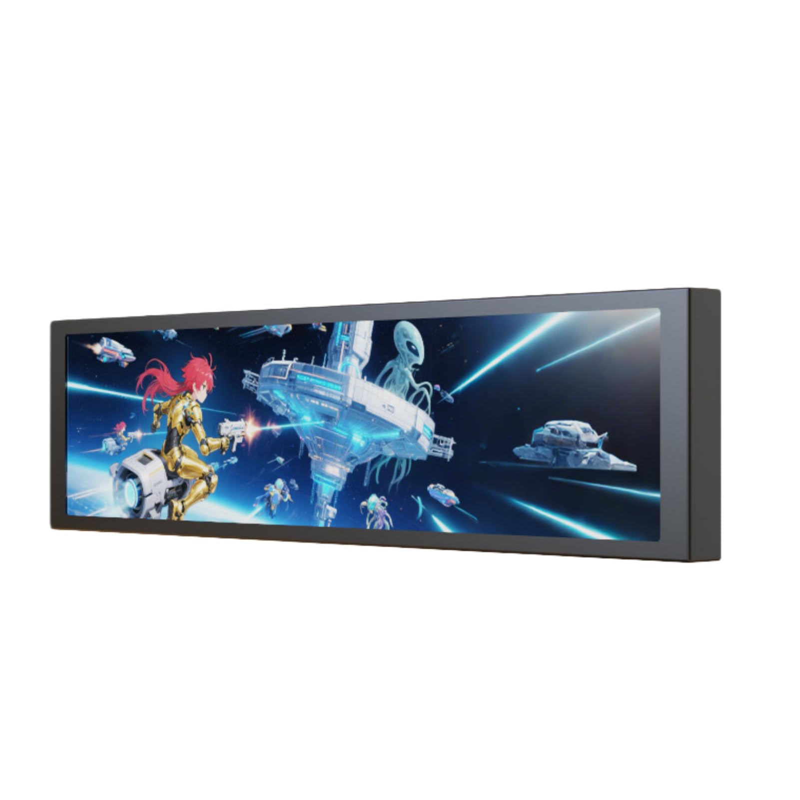 Tangxi 9.2inch Computer Case Secondary Screen, Horizontal and Vertical Themes, 1920x462 FHD PC Temperature Display USB Mini Screen with Landscape Portrait Mode (Black)
