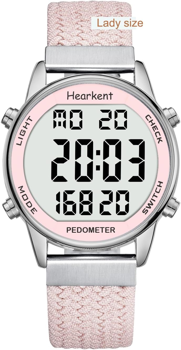 Hearkent Women Pedometer Watch for Walking Steps and Miles-Step Counter for Calories,30M Waterproof-EL Backlight-Countdown-Stopwatch-No App Step Tracker for Adults Seniors