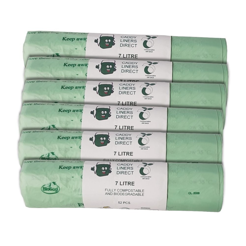 Caddy Liners Direct 7 Litre X 312 Biobag Compostable Biodegradable Kitchen Food Waste Caddy Bin Liner Bags - En13432 (7L-300)