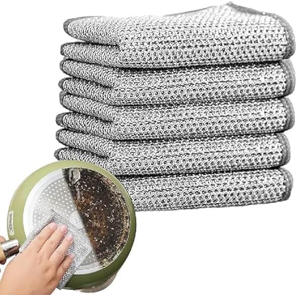 Sponsored Ad - Scrub Pad Multipurpose Wire Dishwashing Rags for Wet and Dry Stainless Steel Scrubber Non-Scratch Wire Dishcloth for Washing Dishes Sinks Counters Easy Rinsing Machine Washable (Pack of 5)