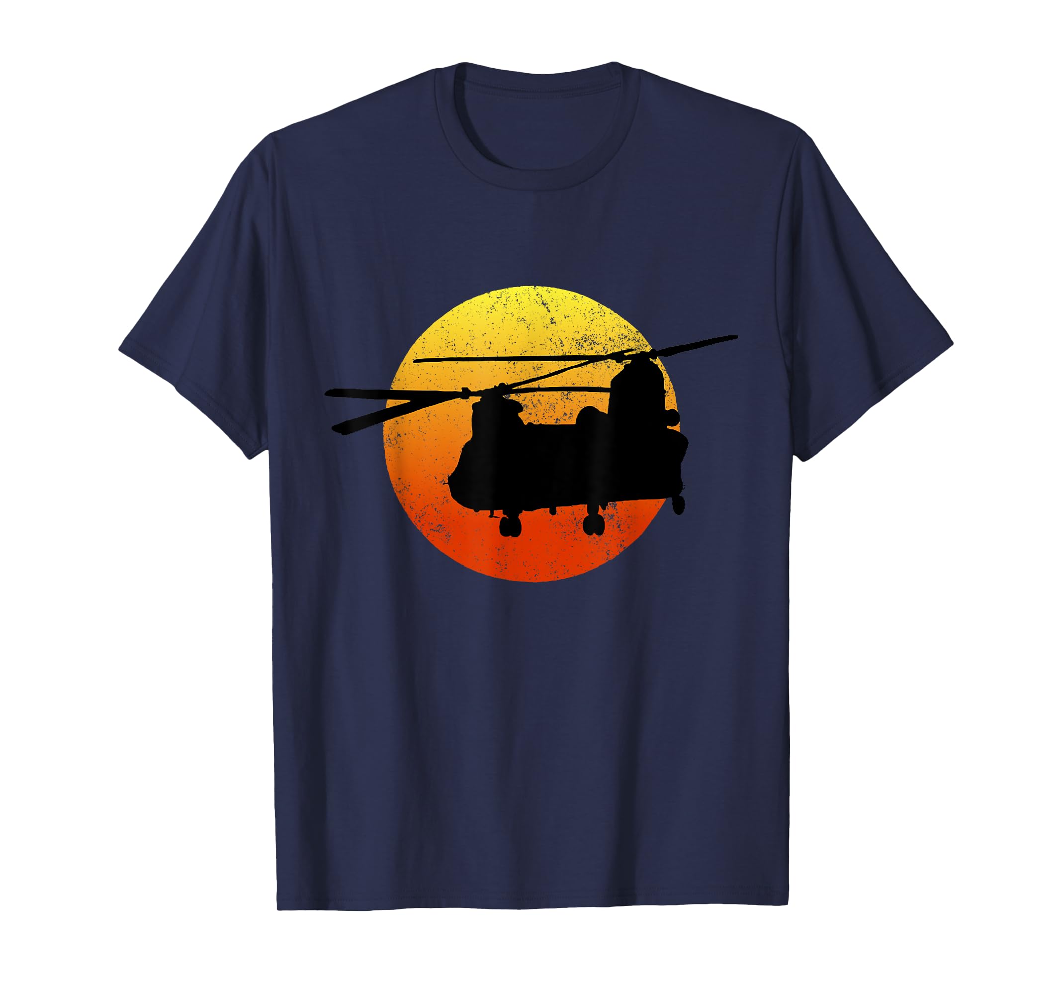 CH47 Chinook Silhouette Sunset Military Helicopter CH47 T-Shirt