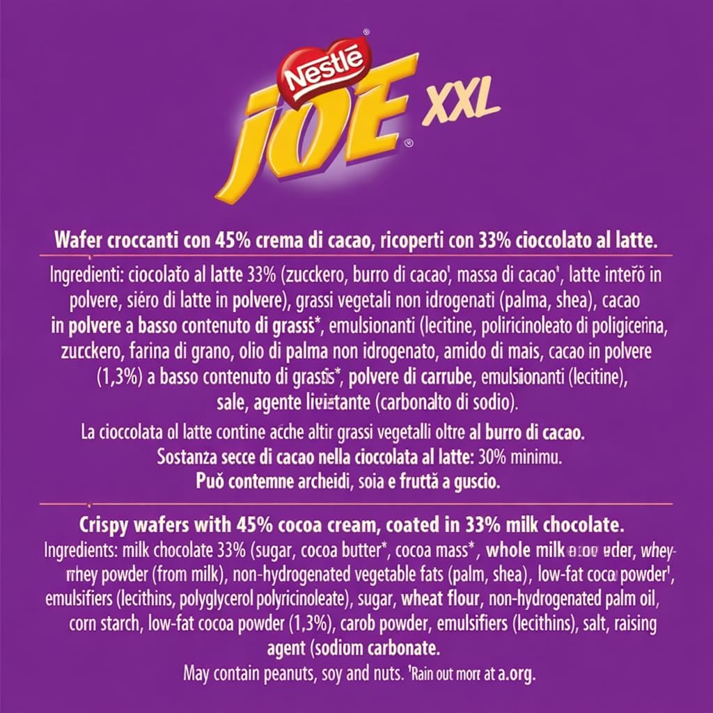 Nestlé Joe XXL Wafer al Cacao con Crema di Cacao e Cioccolato al Latte, 20 Pezzi, 920 g
