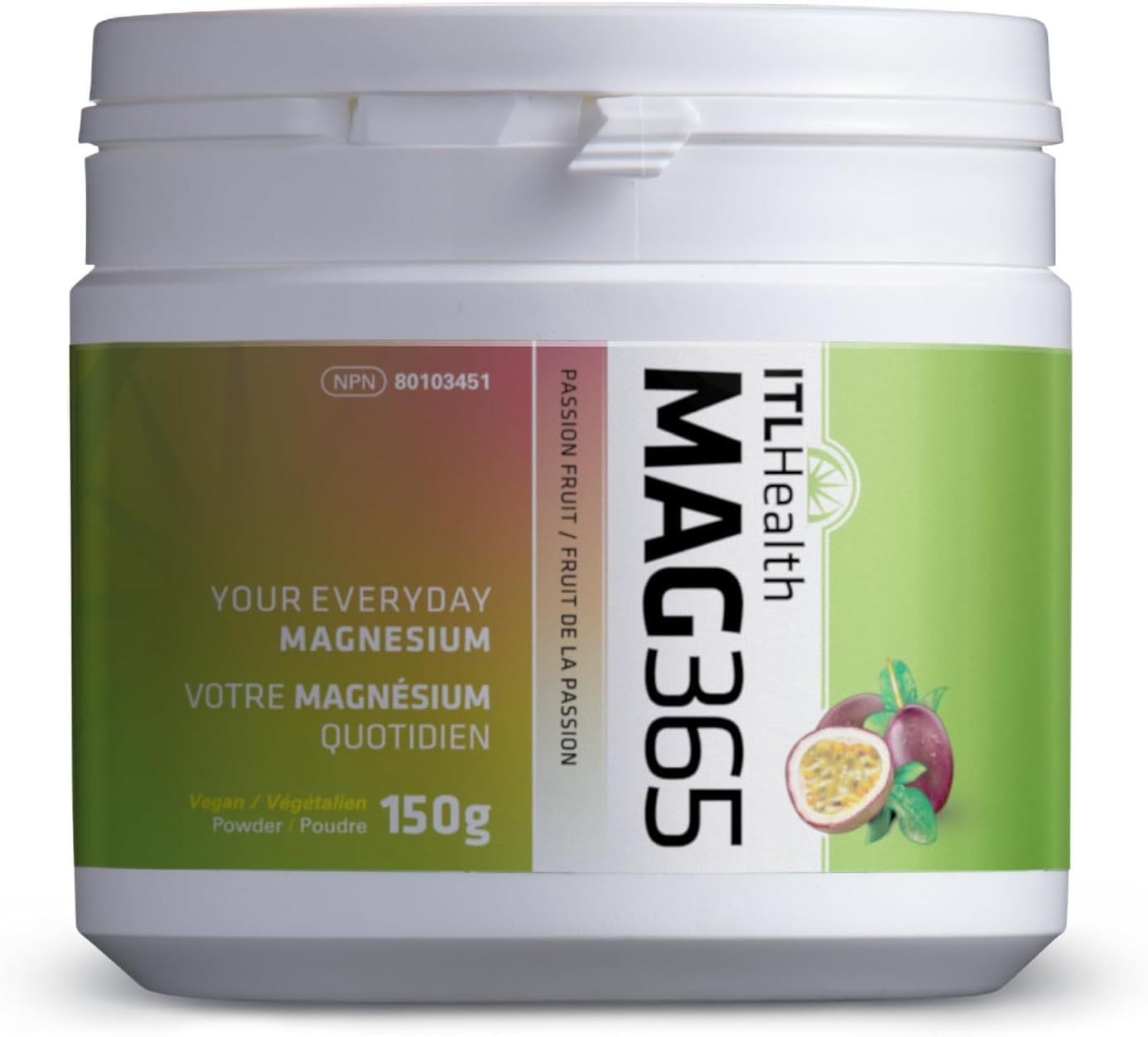 ITL Health | MAG365 | Ionic Magnesium Citrate | Healthy Metabolism, Tissue Formation & Bone Development | Develop & Maintain Healthy Teeth, Muscle Function (Passion Fruit, 150g)