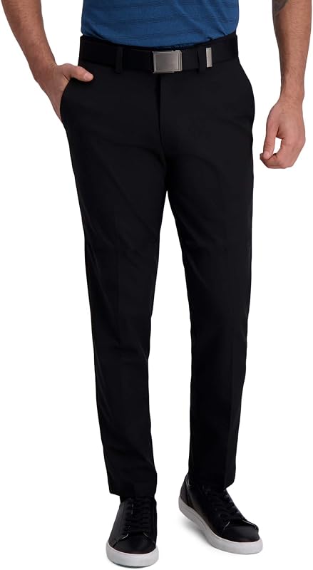 Haggar Men's Cool Right Performance Flex Solid Slim Fit Flat Front Pant-discontinued