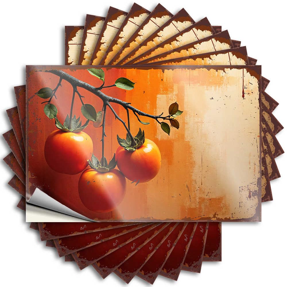 Bumper Farm Peel and Stick - Persimmon Branches Hanging Against A Warm, Textured Background Case Fire Waterproof Vinyl for Dart(12X18CM)