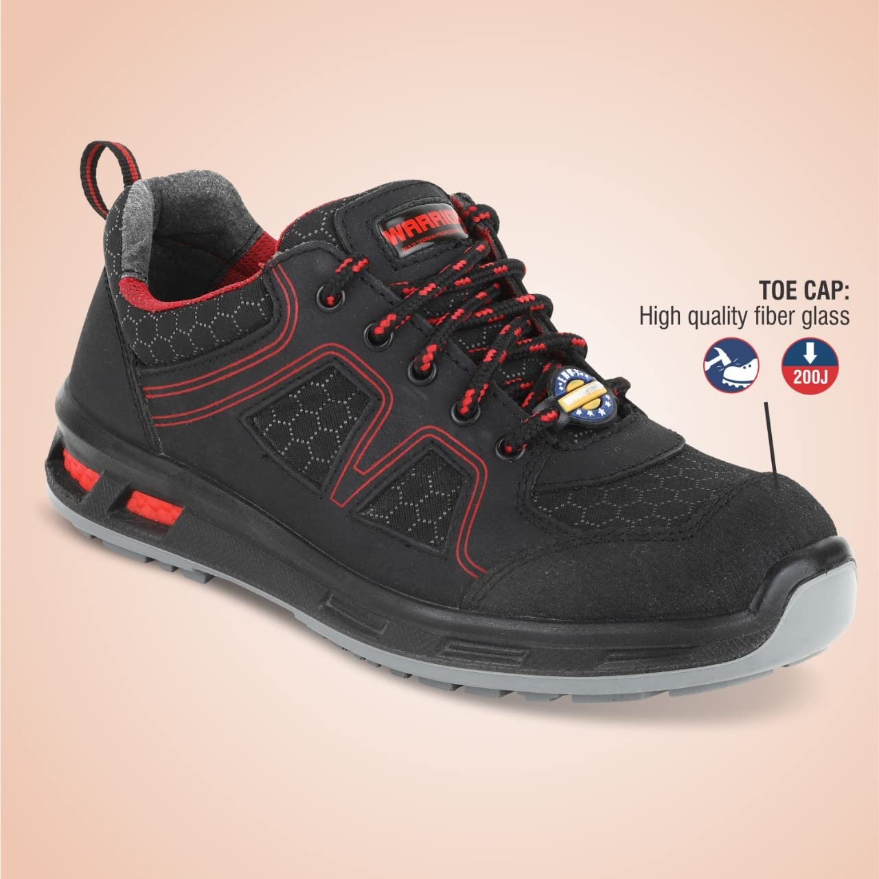 Liberty Warrior Envy Neptune Safety Shoes for Men, Genuine Leather, Light Weight, Fiber Glass Toe, Red, Size-6UK 3