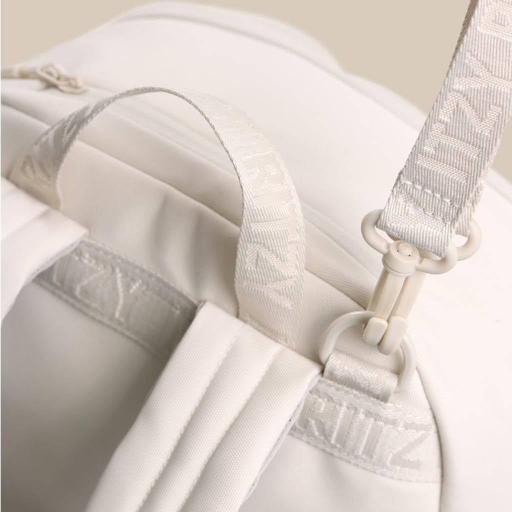 Itzy Ritzy Utility Diaper Bag Backpack – Features 17 Pockets (Including 2 Insulated Bottle Holders) & Trolley Sleeve and Includes Stroller Straps & Changing Pad – Part of the Belong Collection (Cream) - Image 8