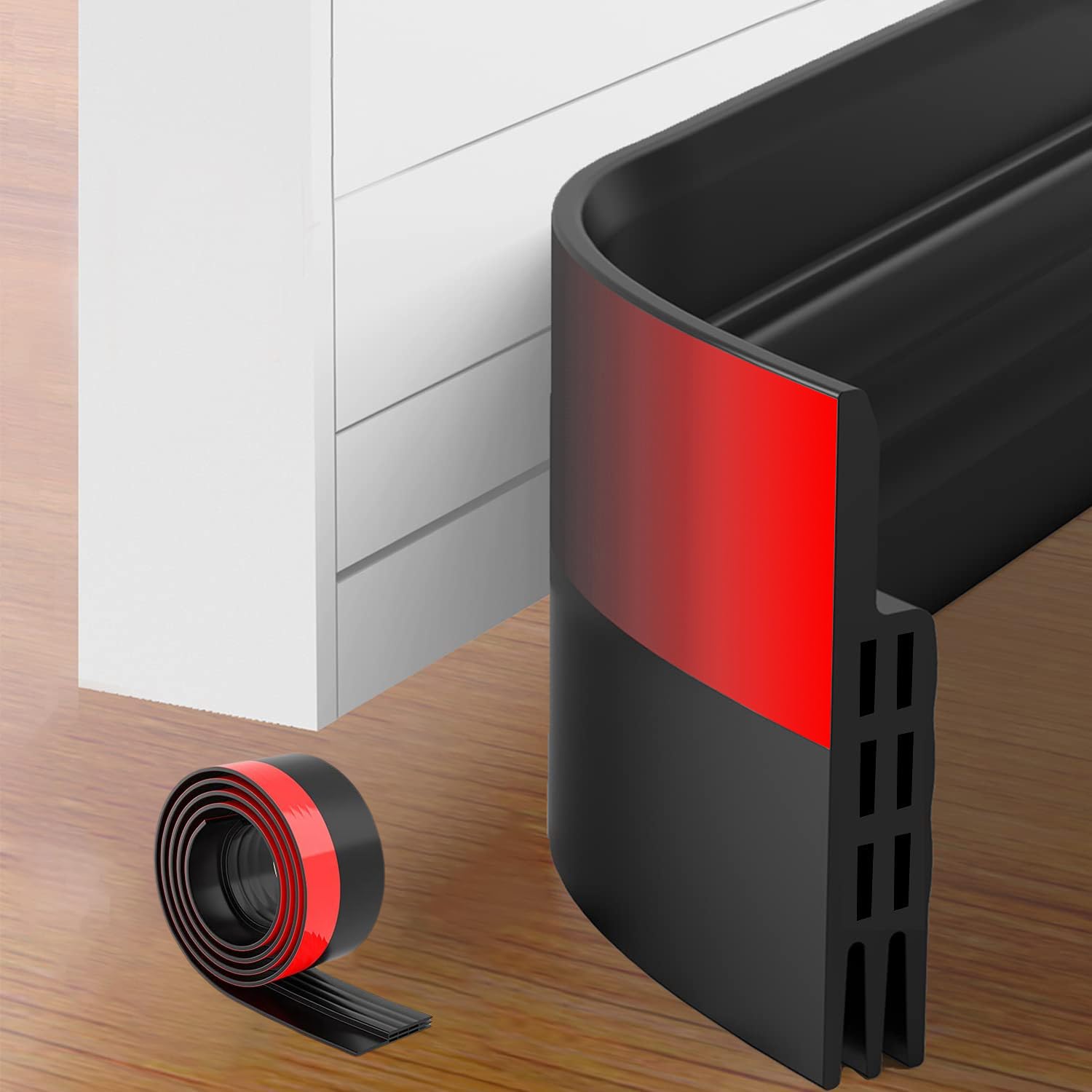 Door seal strip |Door bottom seal strip | Thermostatic Airflow Barrier Weatherstripping - Blocks Air, Dust and Bugs (1 Meter * 1 Piece) Self-Adhesive Acoustic Door Sweep Weatherstripping (Black)