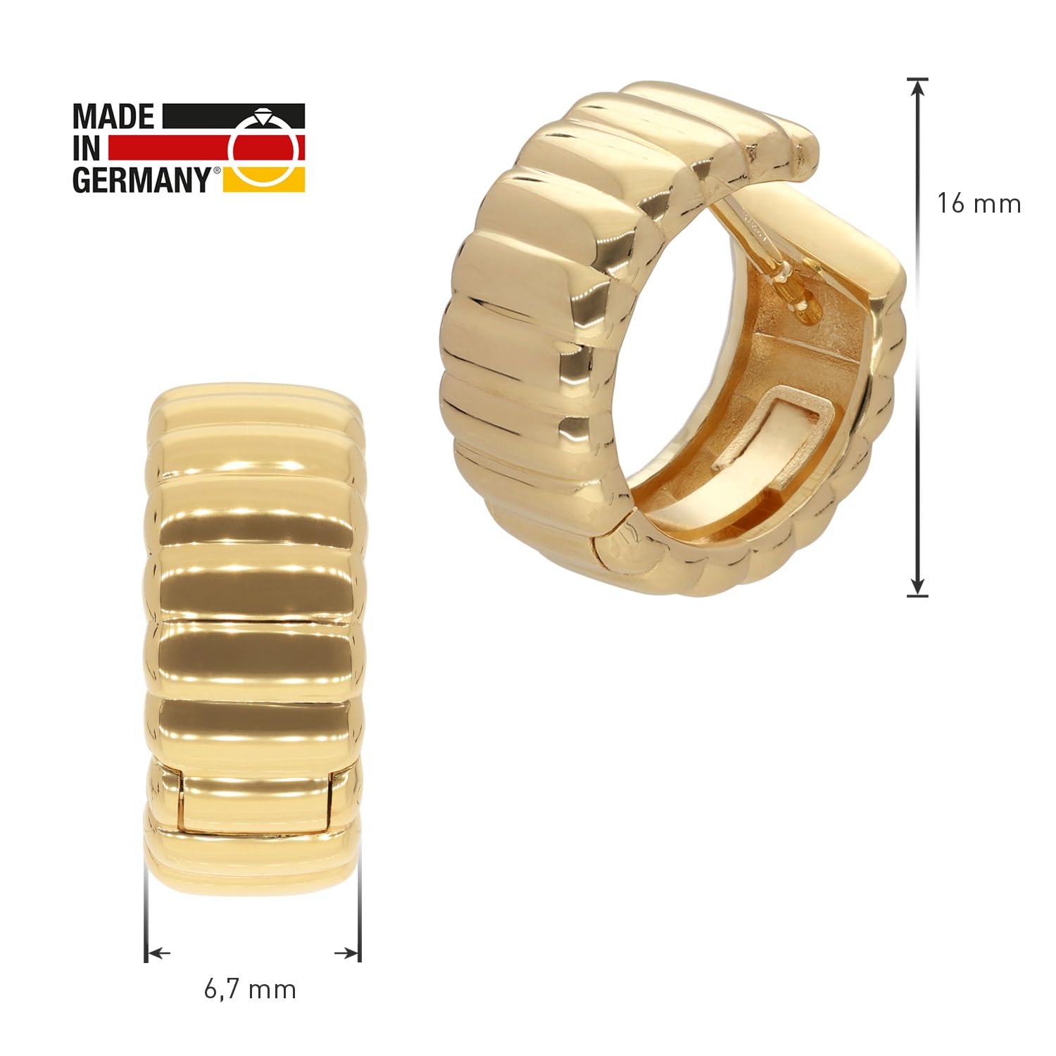 trendor Damen-Ohrringe Creolen 925 Silber Vergoldet 16 mm 68191 | zauberhafter Ohrschmuck für Frauen, elegante Geschenkidee und edles Accessoire,