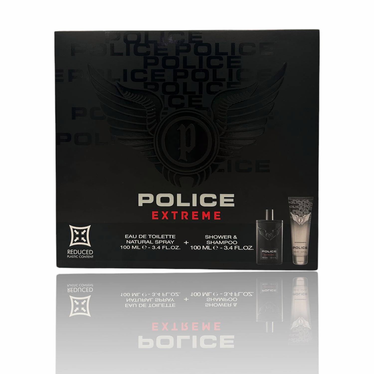 Police Gift Set for Men Eau De Toilette Spray 100ml + Shower Shampoo 100ml (Set, Extreme)