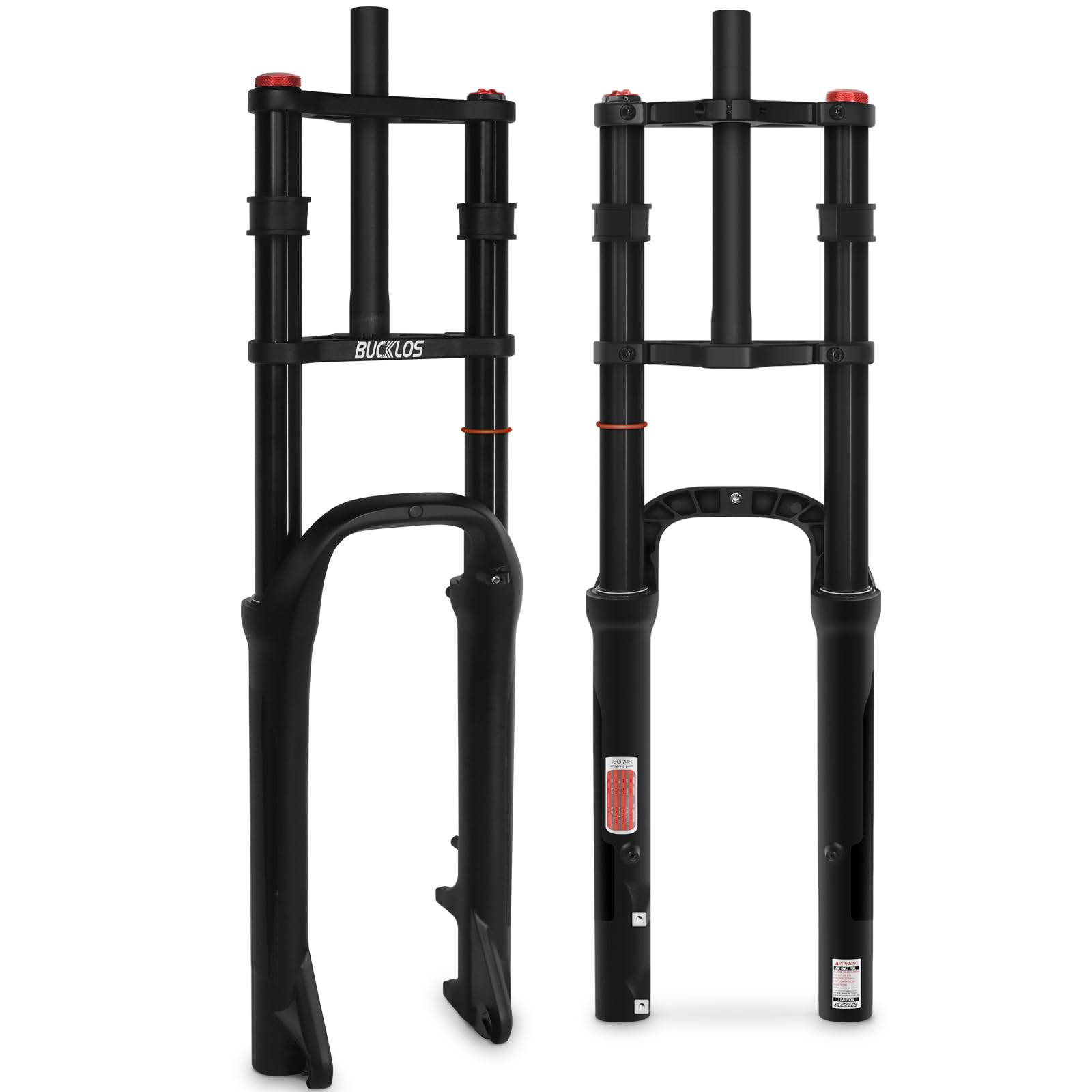 26 inch x 4.0 Fat Tire Bike Suspension Air Fork Double Shoulder, 1 1/8 MTB QR 9 x 135mm Travel Straight Tube Manual Lockout 180mm Travel Mountain Bicycle Front Forks for Beach Snow Ebike