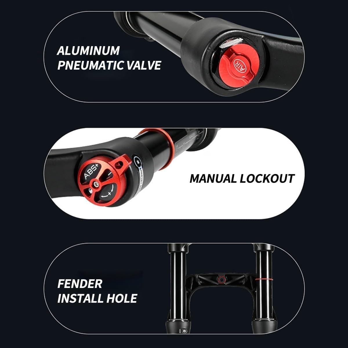 Forcella Sospesa Air-Bike 26 Pollici 120mm – Pneumatica Con Blocco E Rimbalzo Per Fat Bike
