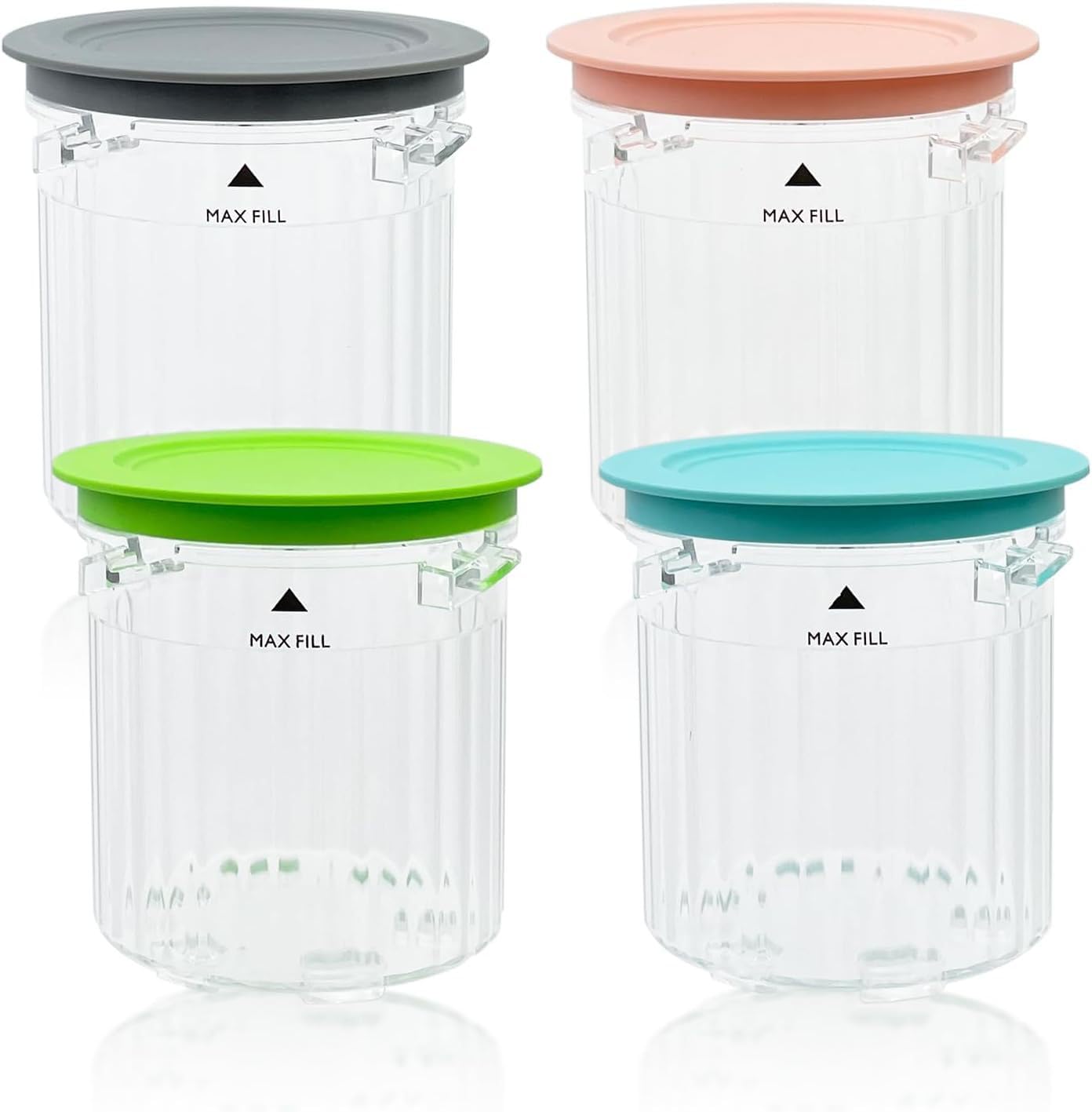 SAMTURUIIce Cream Containers Replacement Pints and Lids for Ninja Creami Breeze 5-in-1 NC100, Compatible with Ninja 7-in-1 NC200 Series, Ice Cream Maker, BPA-Free, Dishwasher Safe, Leak Proof