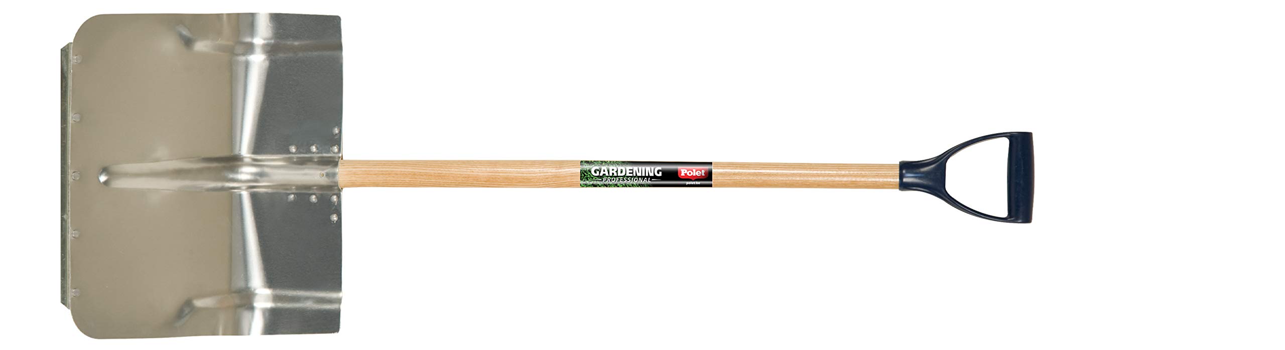 POLET Alu 360 x 410 mm Ref Pelle Professionnel pour Charbon ma-d avec Renfort et Manche DE Anneau de 95 cm, Bois/métal