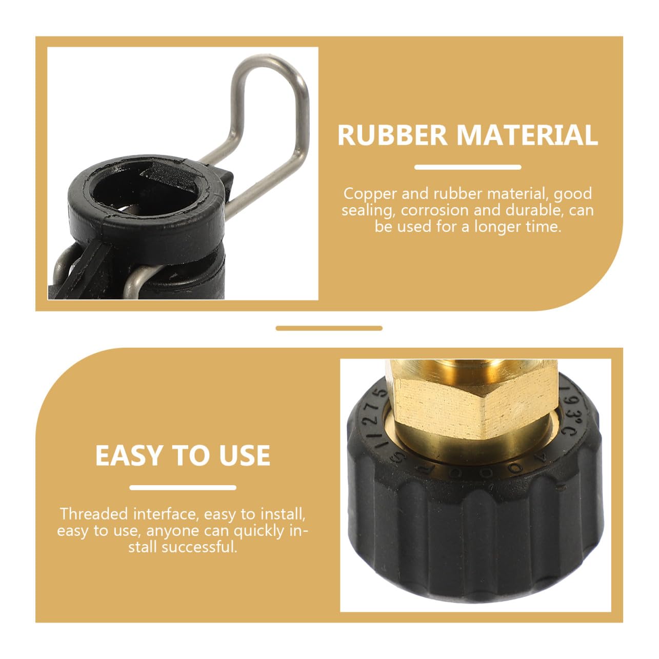 Kisangel 3 Piezas Adaptador de Conector Rápido de Latón para Manguera de Lavadora a Presión Compatible con Rociadores de Alta Presión Instalación y para Limpiar Coches Pisos y Paredes
